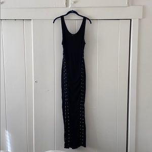 Midi Lace-Up Tank Dress with Two Slits